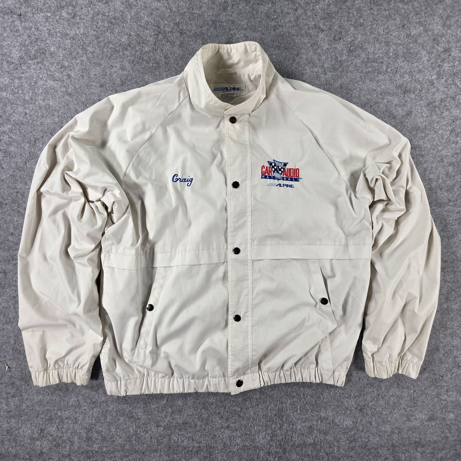 Vintage Mens Factory Alpine 1988 Car Audio Nationals Stereo Size L Jacket