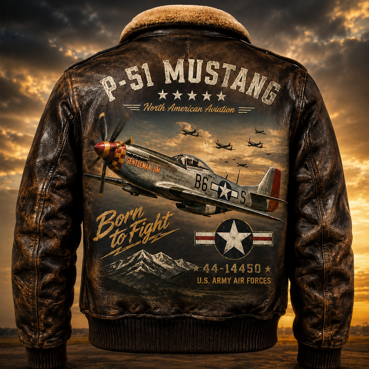CUSTOM P-51 MUSTANG WWII PILOT LEATHER BOMBER BROWN JACKET Flight Jacket