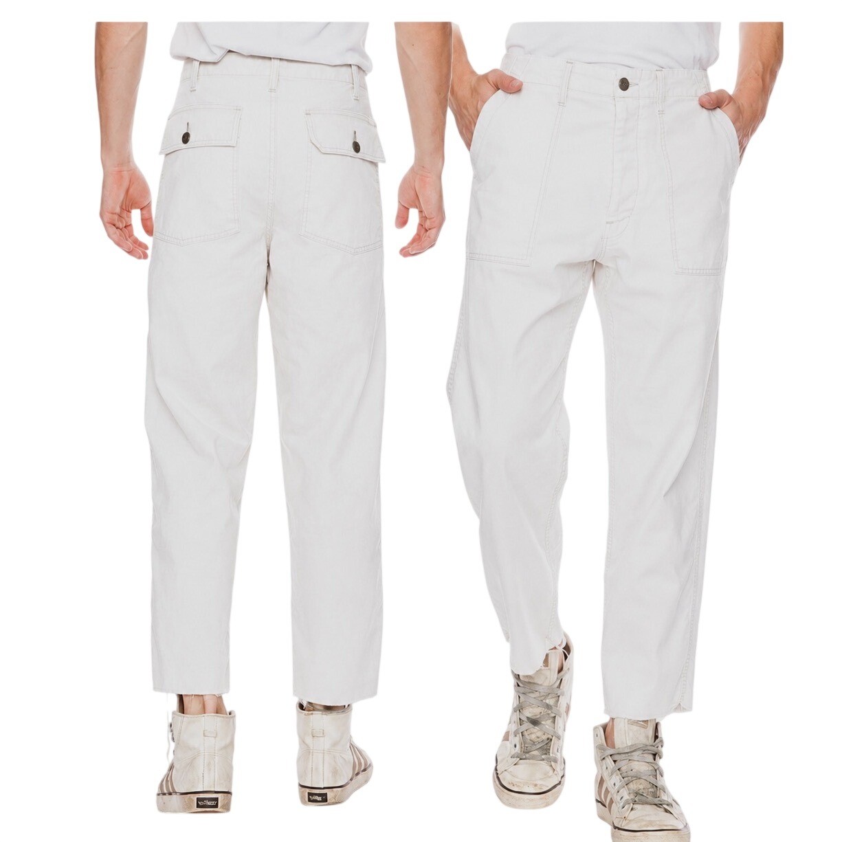 NWT Mother Men\'s Commando Military Pants Beam Me Up Scotty White 5102-1110 Sz 30