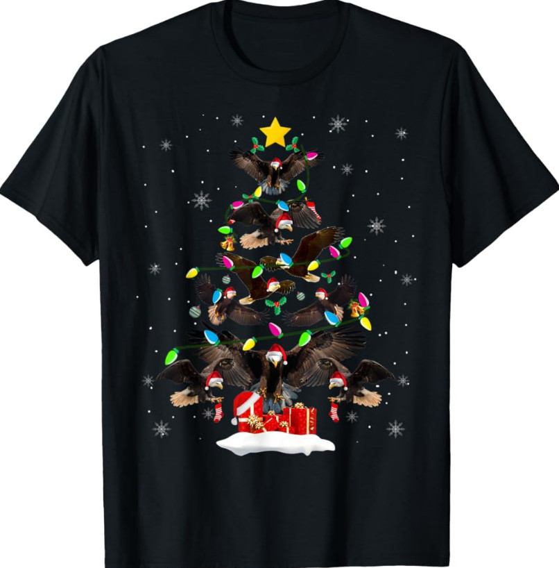 Graphic Christmas Tree Unique Holiday full size Unisex Black t-shirt