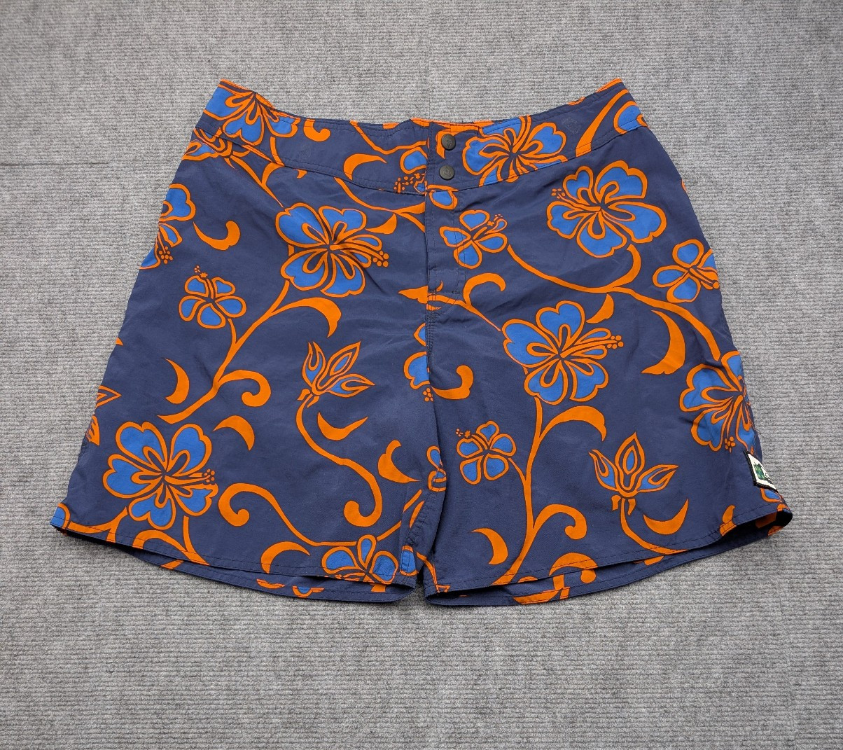 Quicksilver Board Shorts Mens 34 Vintage Y2K Blue Floral 90s Tropical Swim Beach