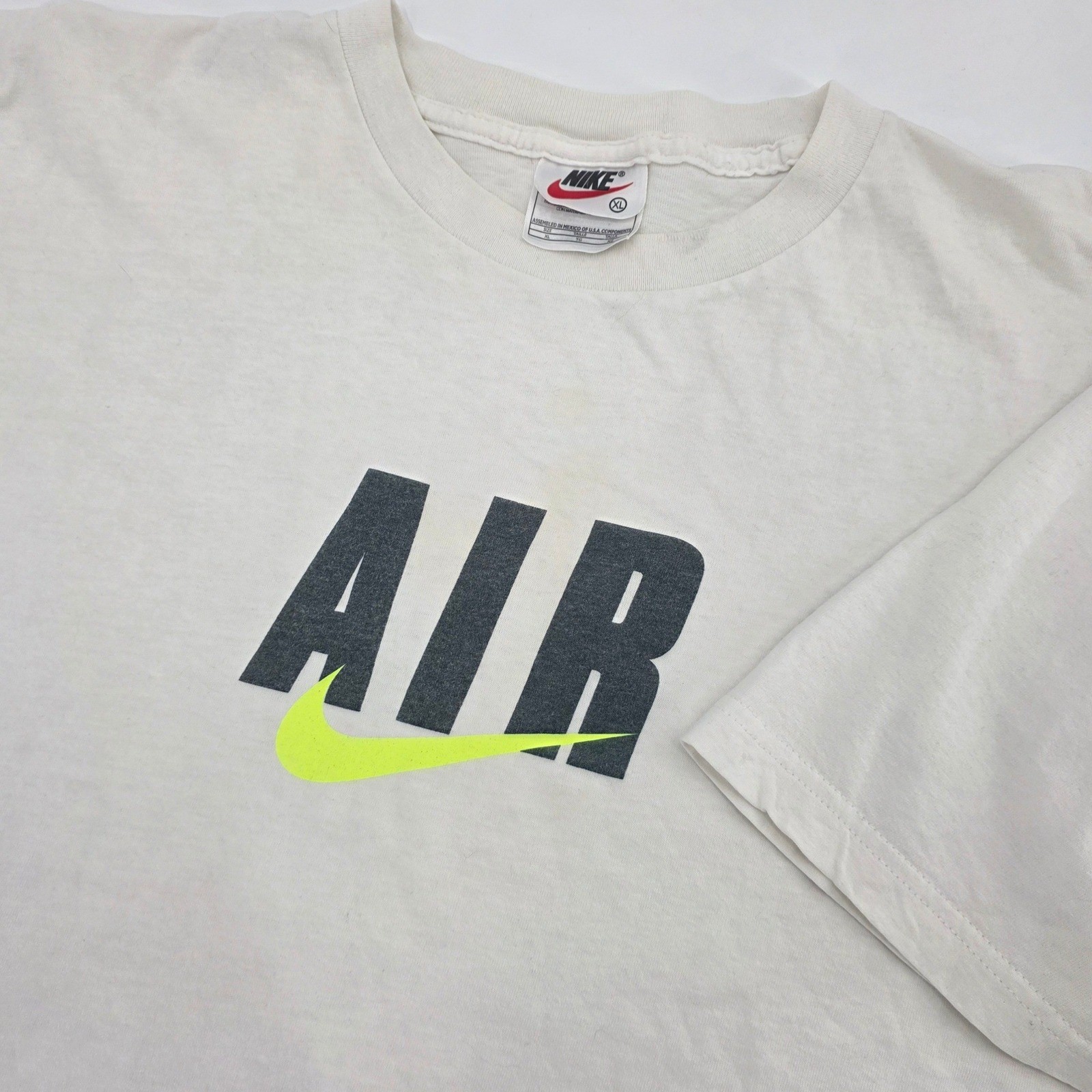 VINTAGE 90S NIKE AIR SHIRT MENS XL GRAPHIC TSHIRT WHITE SWOOSH FADED STREETWEAR
