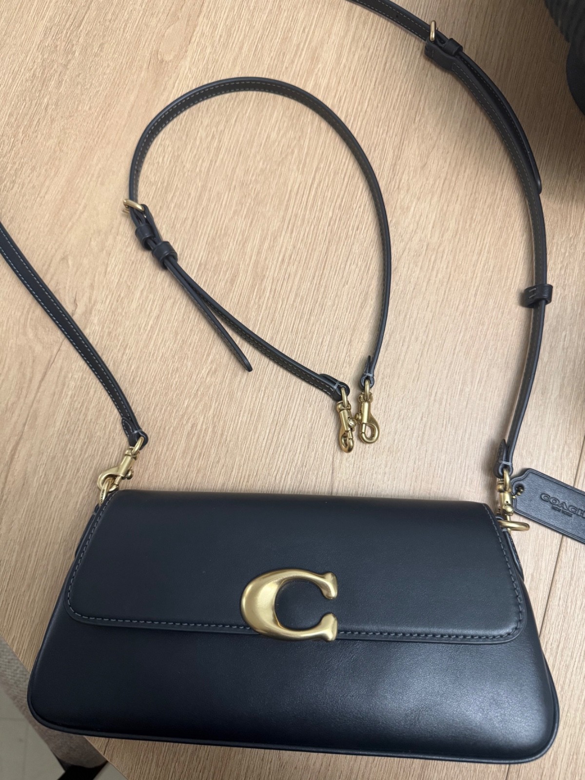 Coach Refined Calf Leather Jet Shoulder Bag- Black