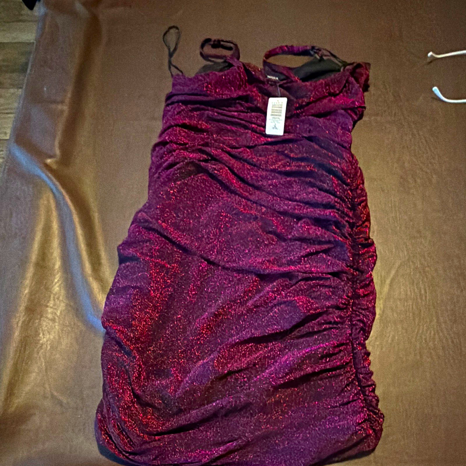 Torrid Marilyn Monroe Ruched Glitter Bodycon Mini Dress Black Purple 3X