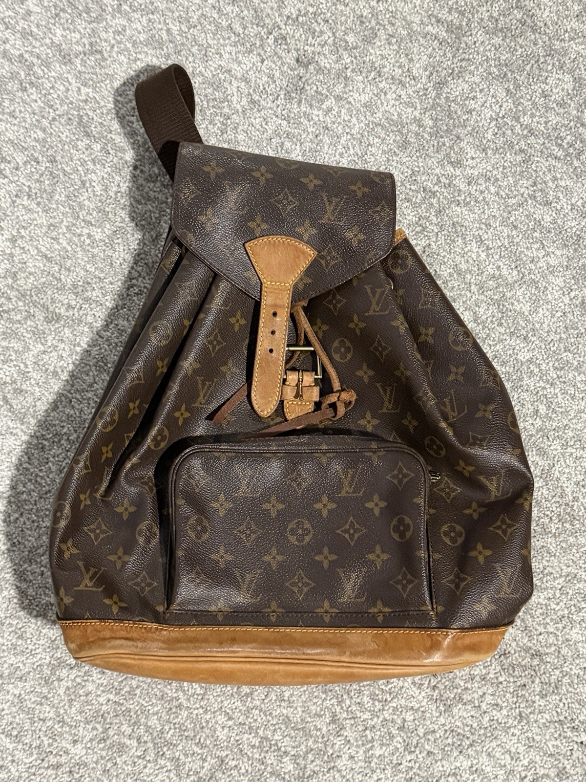 Authentic vintage Louis Vuitton Monogram Brown Canvas  Drawstring Backpack 