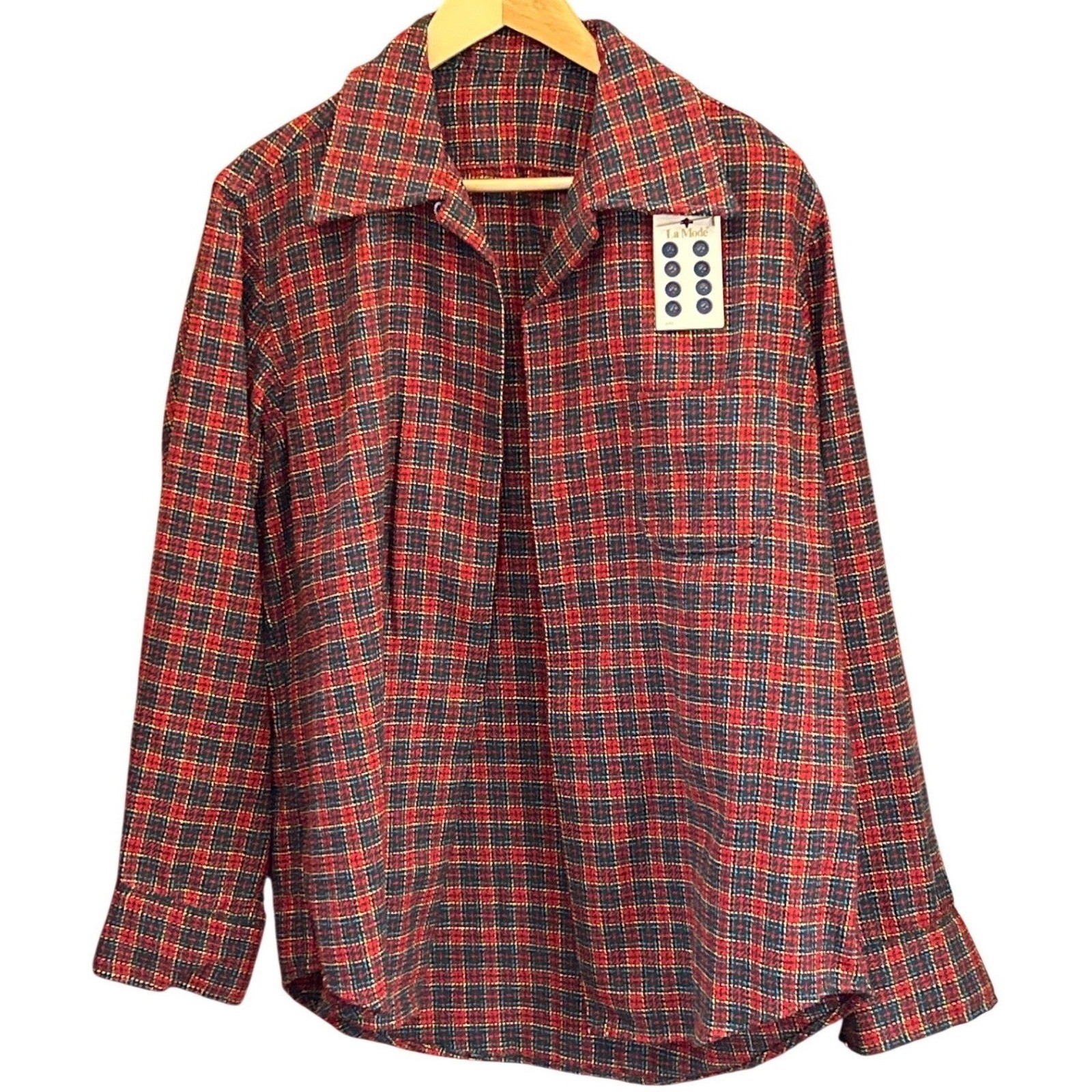 Vintage Handmade Unfinished Plaid Button Down Shirt Grunge Americana Lumberjack