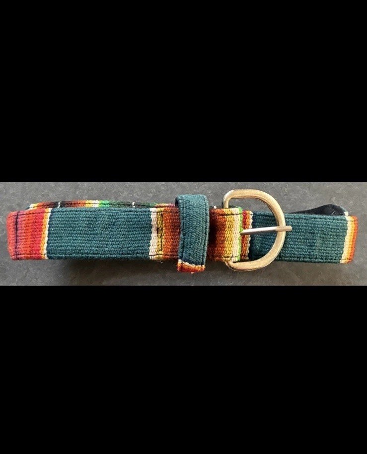 Guatemala Handwoven Leather Belt Boho Southwestern Artisan | Vintage 70’s