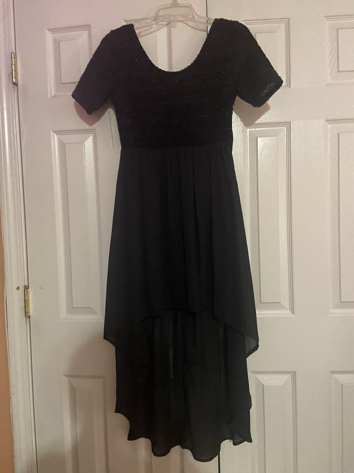 Ya Los Angeles Black  sequin short sleeves short in front  dress Size M