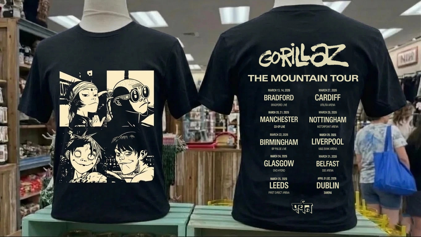 Gorillaz The Mountain Tour 2026 Shirt Europe UK Dates Back T-Shirt P082