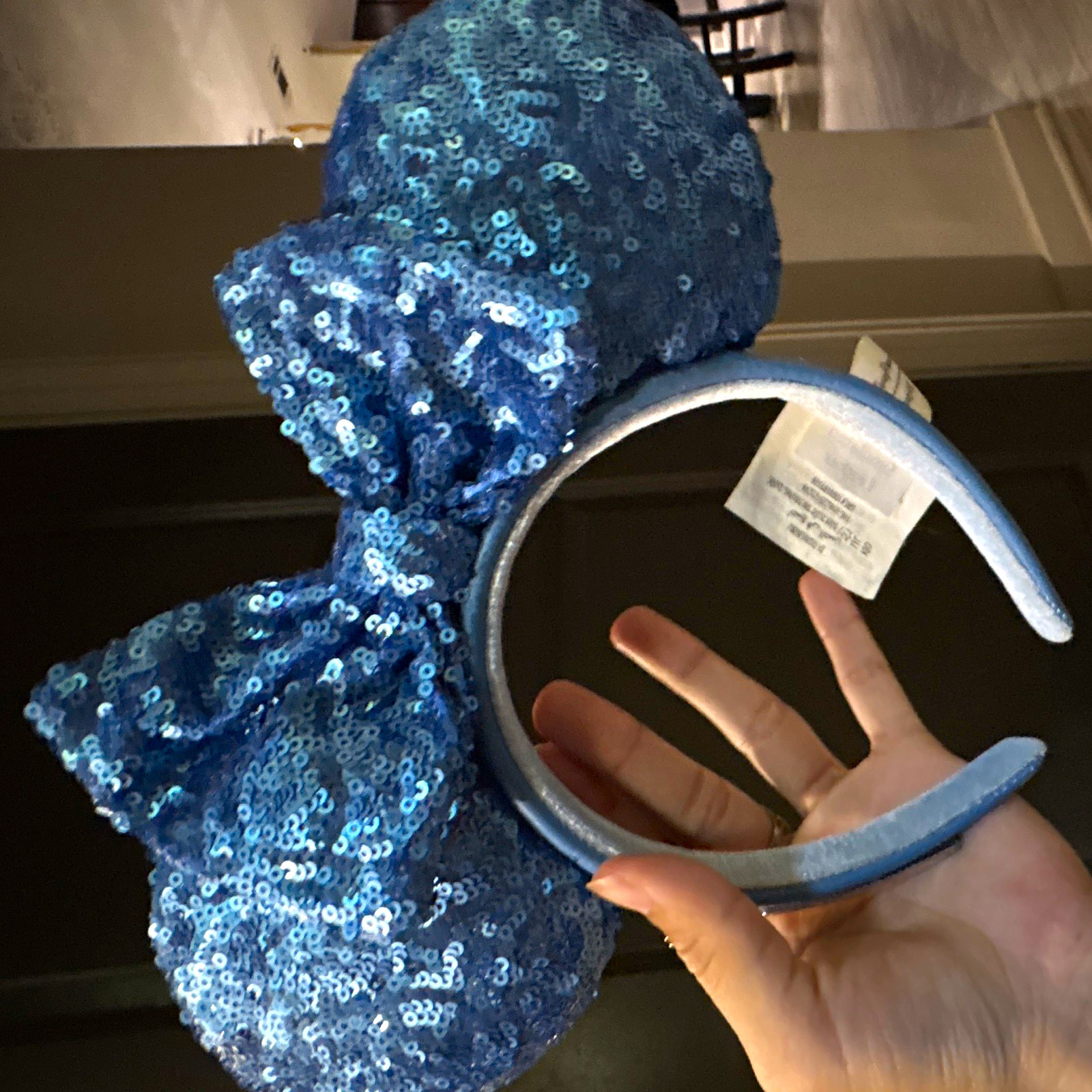 Disney Parks x Loungefly Minnie Mouse Blue Sequin Bow Padded Ears Headband