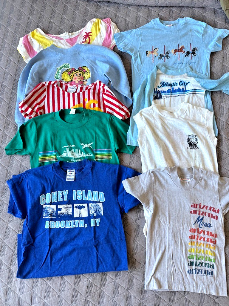 Lot of Vintage T-Shirts + Hat + Cabbage Sweatshirt Kids Children Adult 1980s