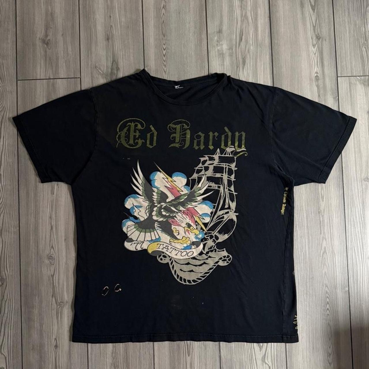 Vintage 00s Ed Hardy Spell Out Logo Eagle Tattoo Art Y2K Tee