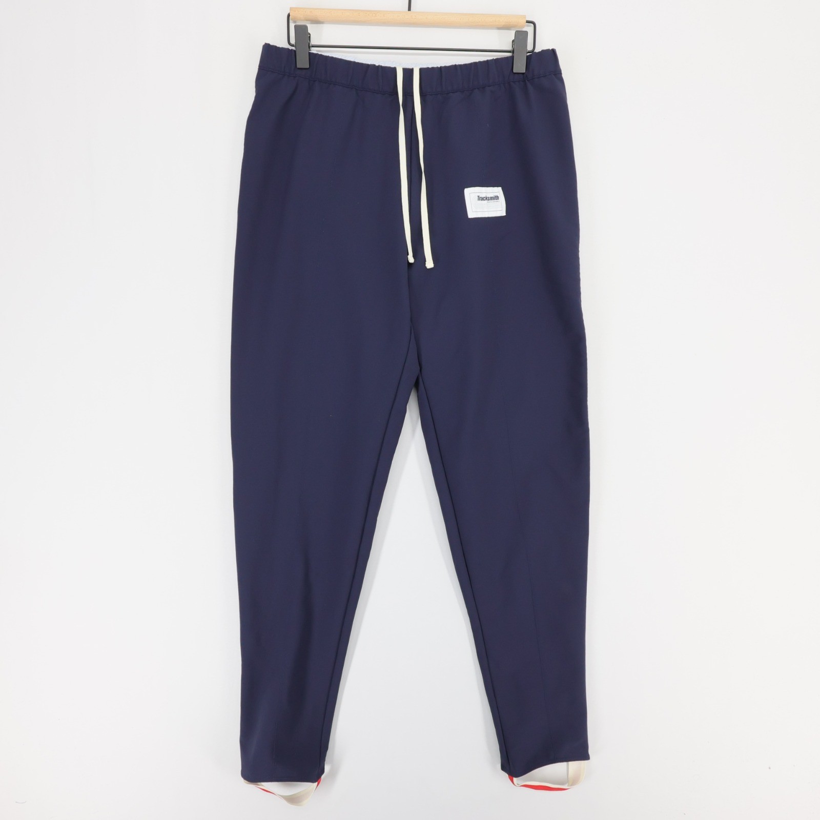 Tracksmith Bislett Pants Mens L Blue Running Stirrup Ankle Zip Eliot Stretch