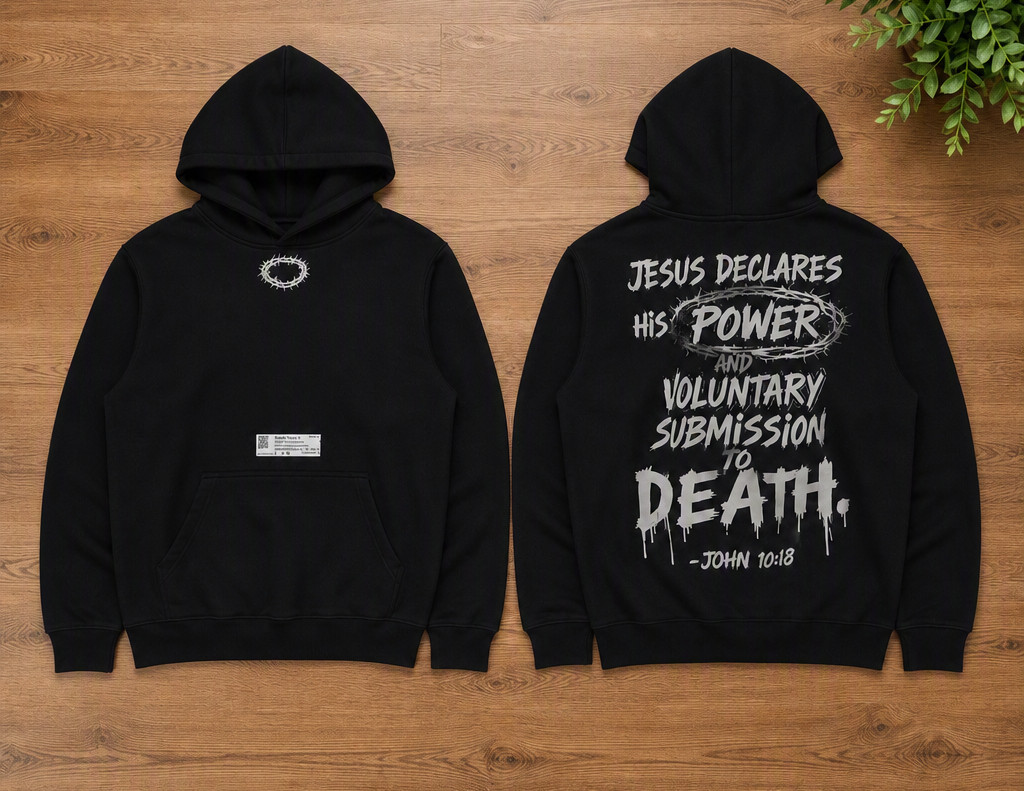 Christian Graphic Hoodie – “Jesus Declares His Power” – John 10:18 -NEW LARGE