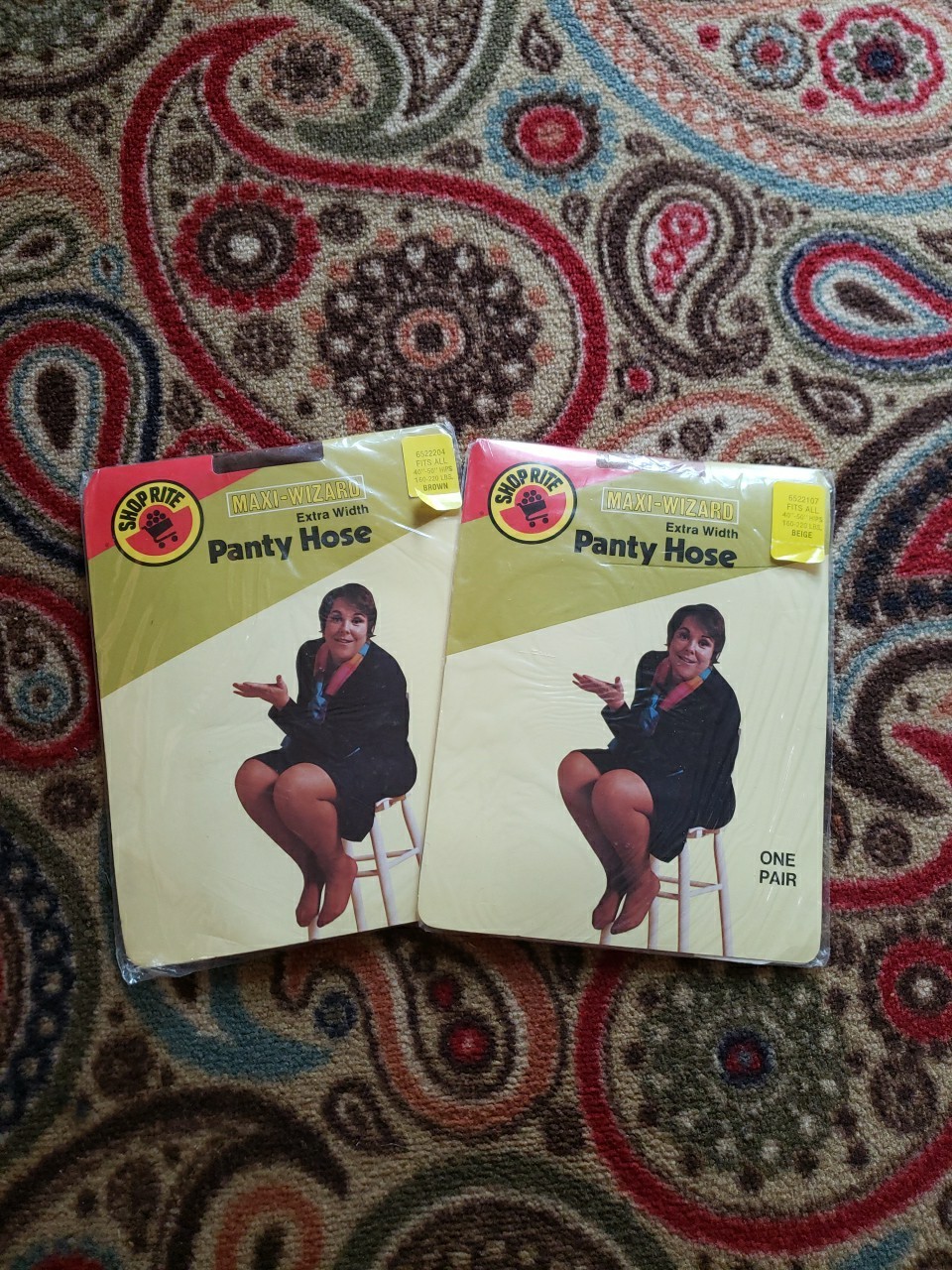 NEW Vintage Shop Rite Maxi Wizard Extra Width Pantyhose - Brown/Beige - 2 Pair
