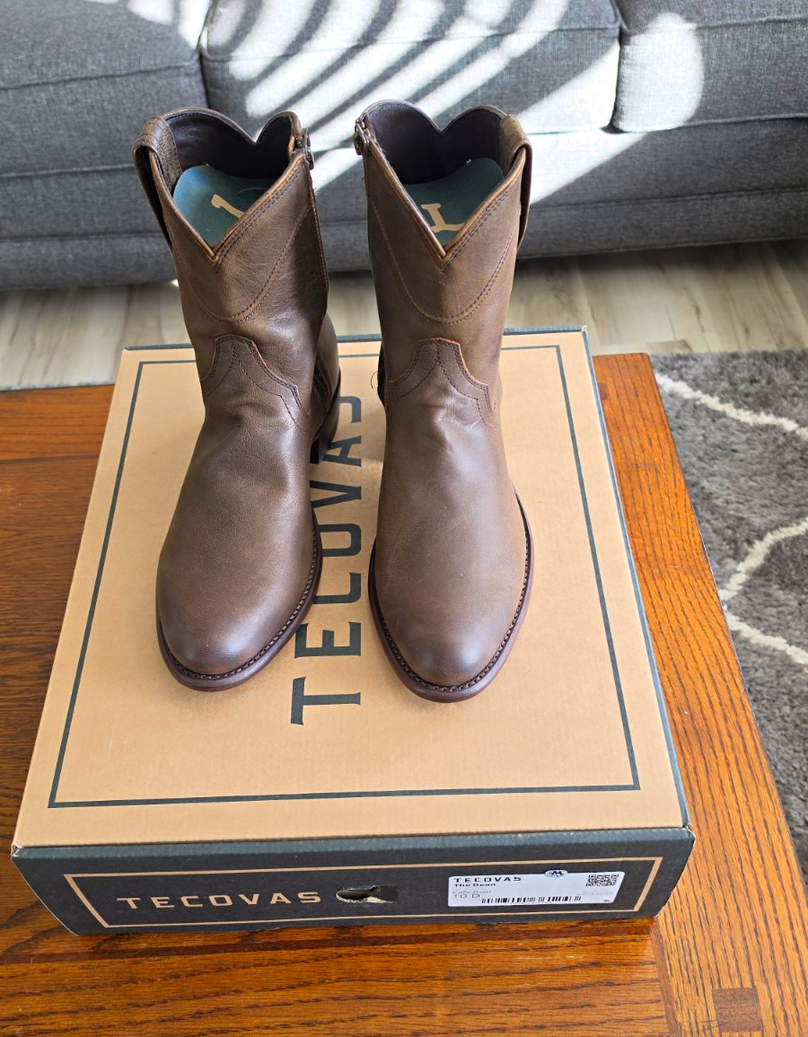 Tecovas The Dean Handmade Brown Leather Zipper Western Boots Men\'s 10 D