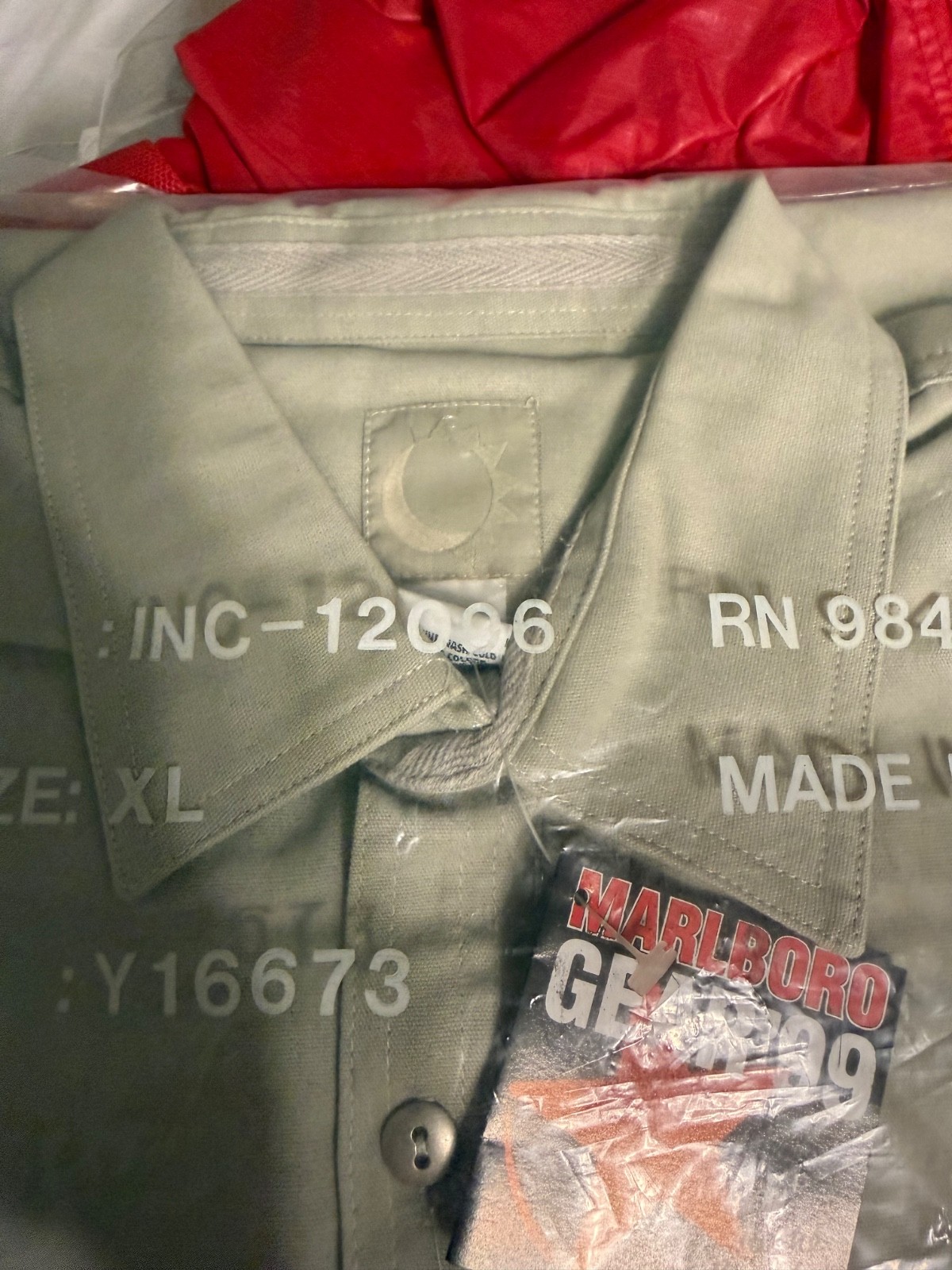 Vintage Marlboro Gear 99 Work Shirt Mens XL Beige Canvas Ranch Cowboy NEW NWT