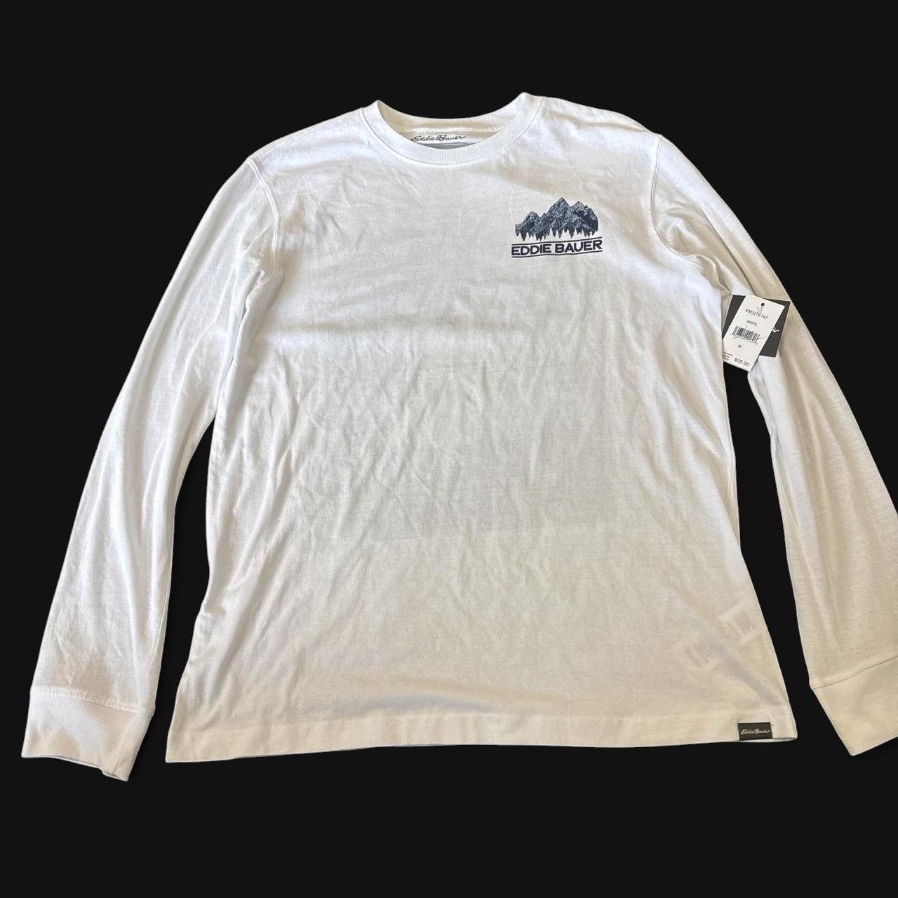 Eddie Bauer Mens White Long Sleeve Mountain Graphic T-Shirt Size M EM32TE147