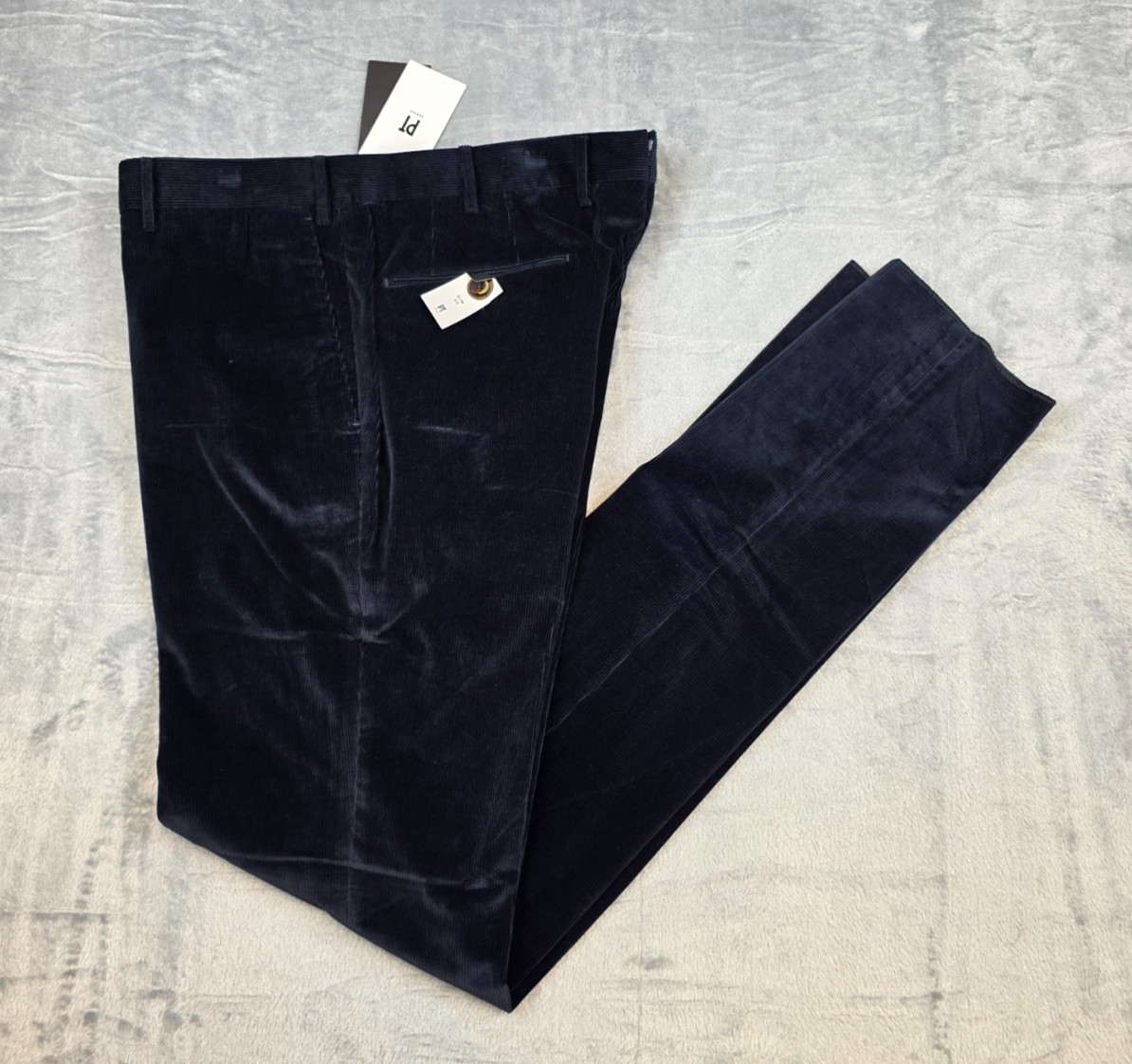 $445 New PT TORINO Corduroy Pants 36x37 Slim Fit Stretch Navy Blue 36 Flat EU 52