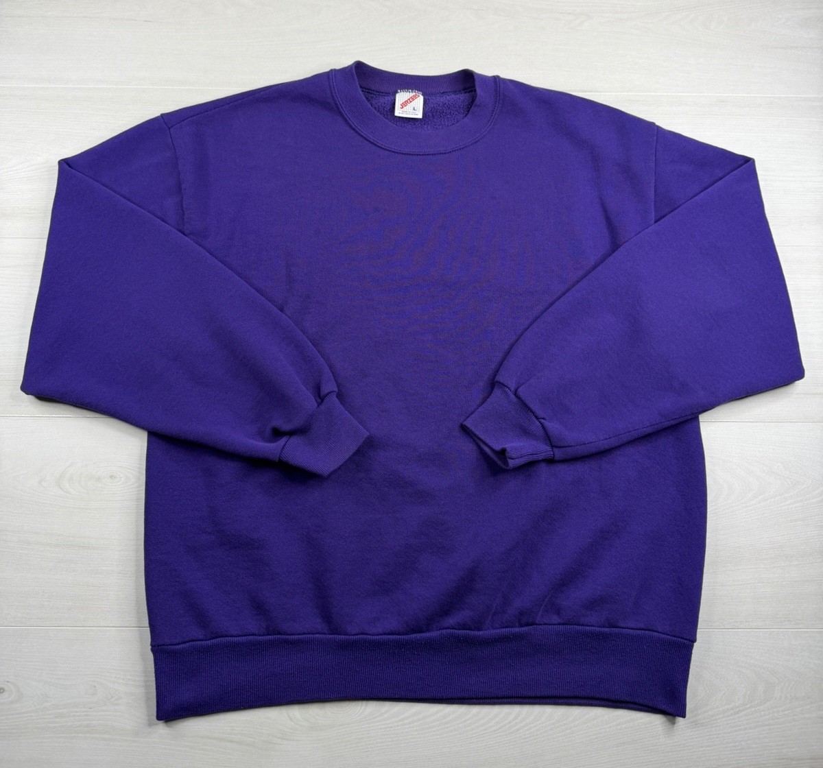 Vintage Jerzees Sweatshirt Purple Made In USA 50/50 Blank Crewneck 90s Mens L