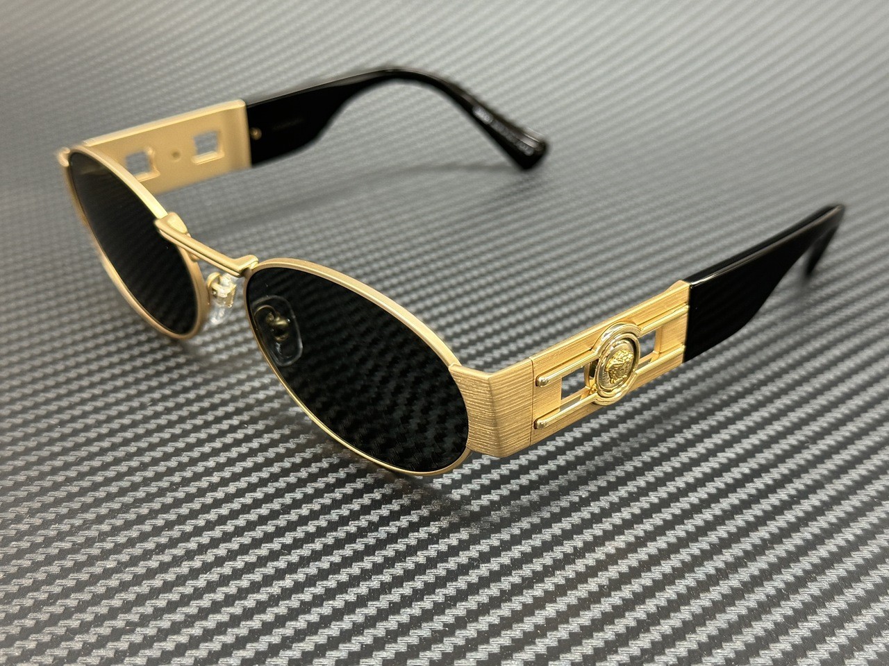 VERSACE VE2264 100287 Matte Gold Grey Unisex 56 mm Sunglasses