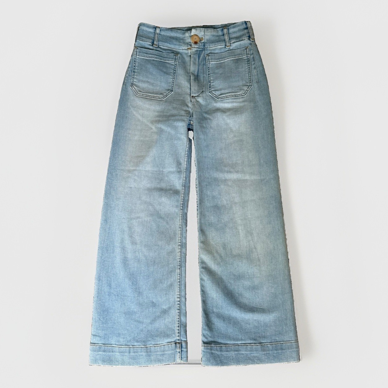 Maeve Anthropologie COLETTE Jeans Size 27 Ankle Wide Leg High Rise Light Wash