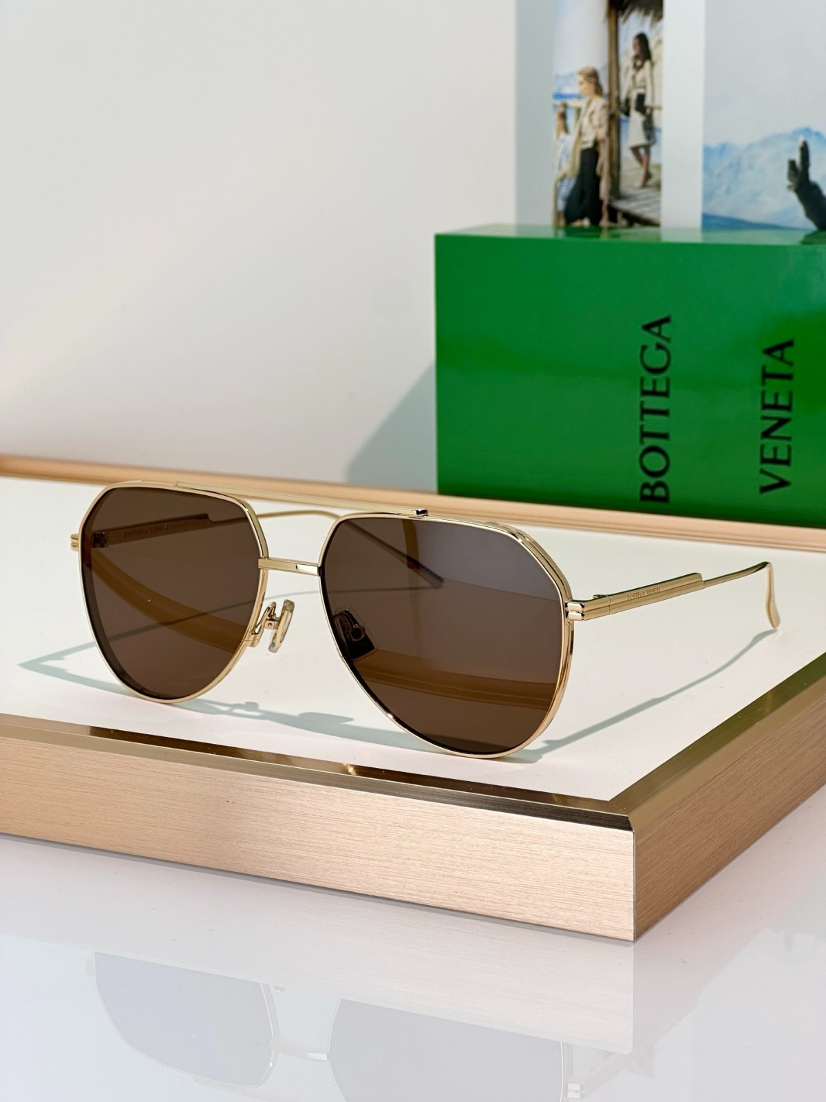 Bottega Veneta BV1465S Aviator Sunglasses 60-16-140 Unisex New
