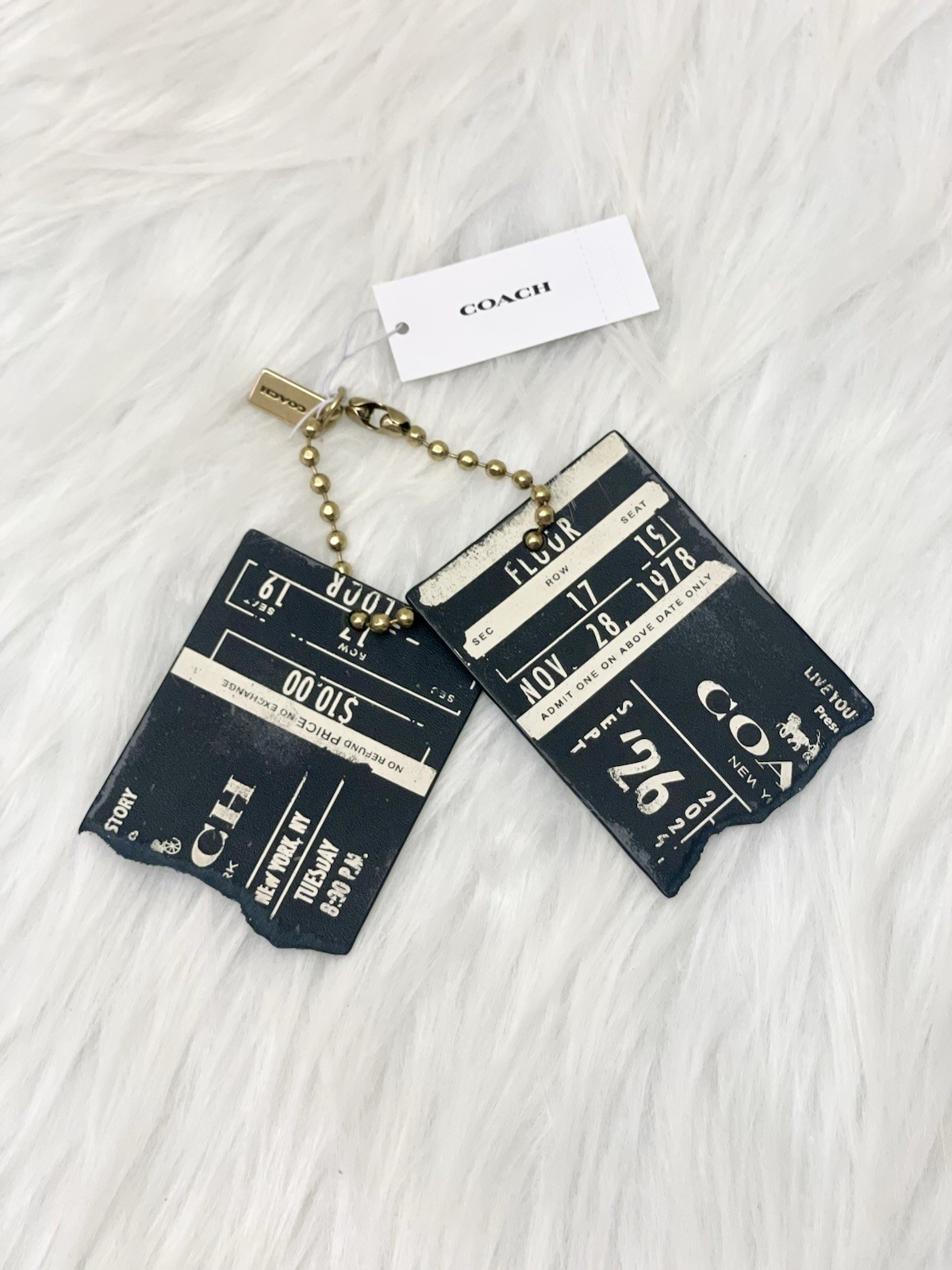 NWT Coach Friendship Concert Ticket Hangtag Bag Charm CHQ97 Black Leather