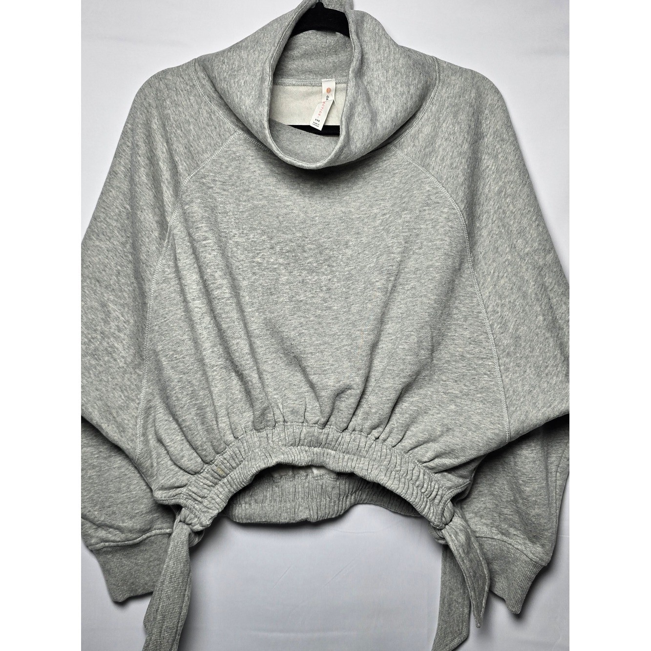 Anthropologie Daily Practice Gray Cowl Neck Drawstring Hem Sweater XXS NWT