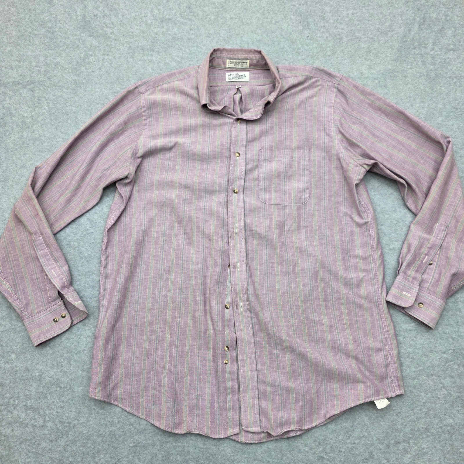 Vintage Sears Roebuck & Co. Made USA Purple Striped Oxford Shirt