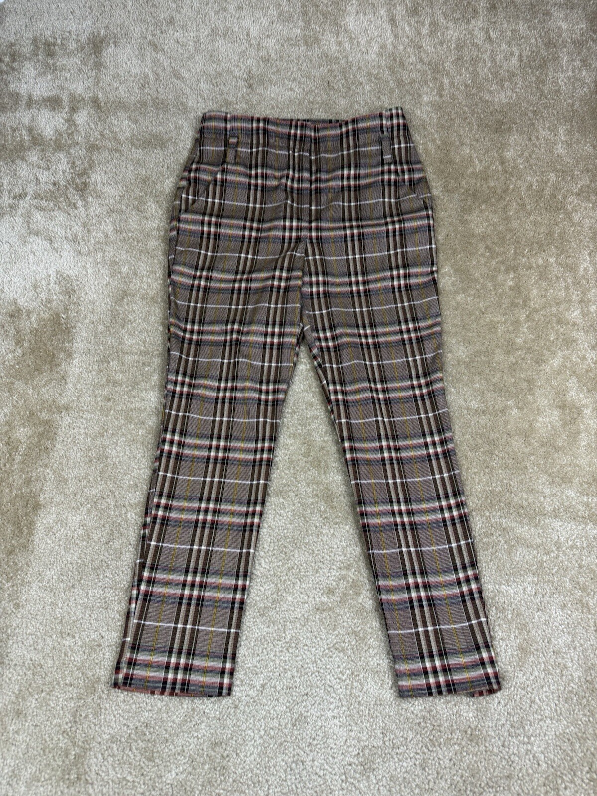 7th Avenue Design Studio New York & Co. Size 8 Brown Plaid High Rise Chino A900