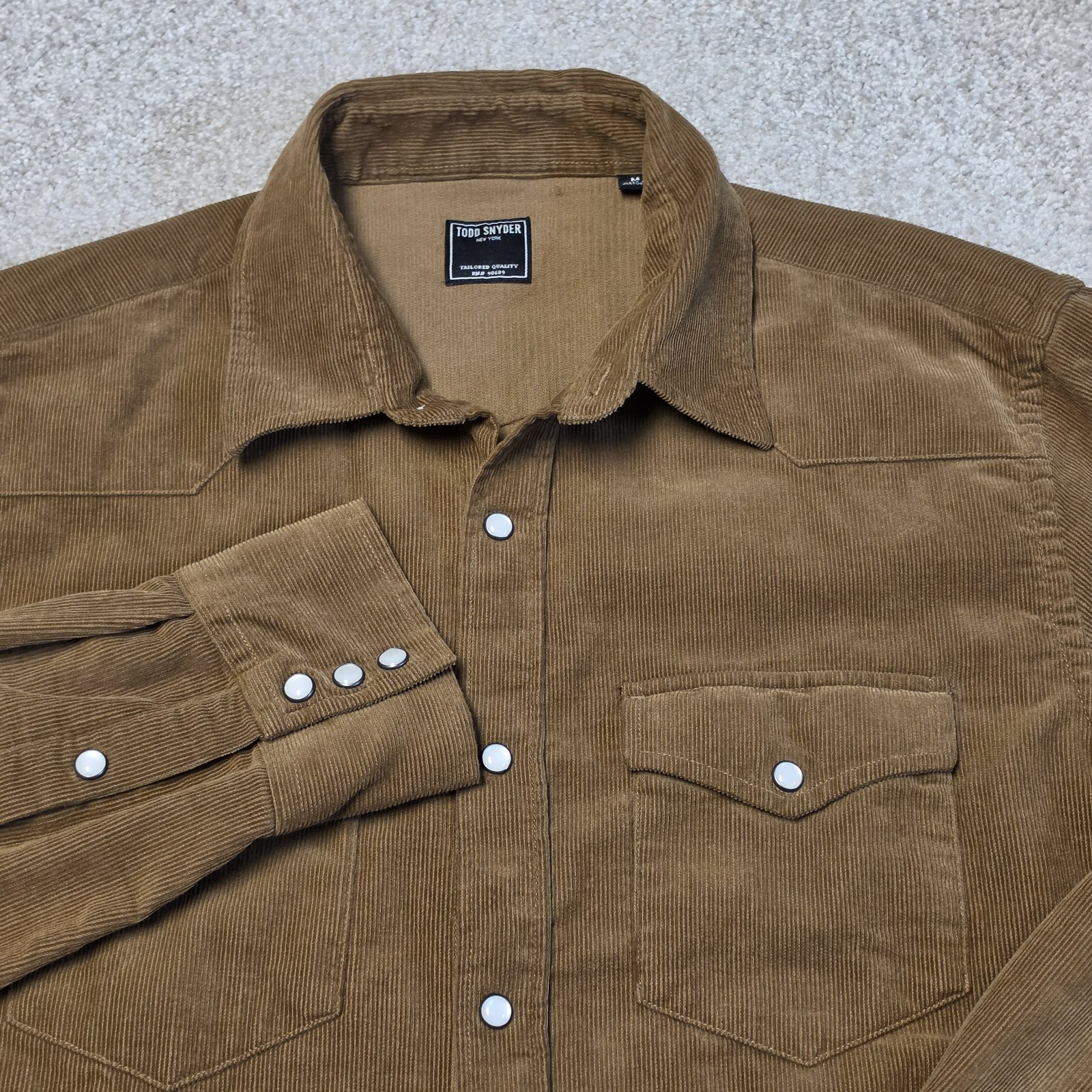Todd Snyder Western Shirt Corduroy Cotton Pearl Snap Coppertone Size Medium