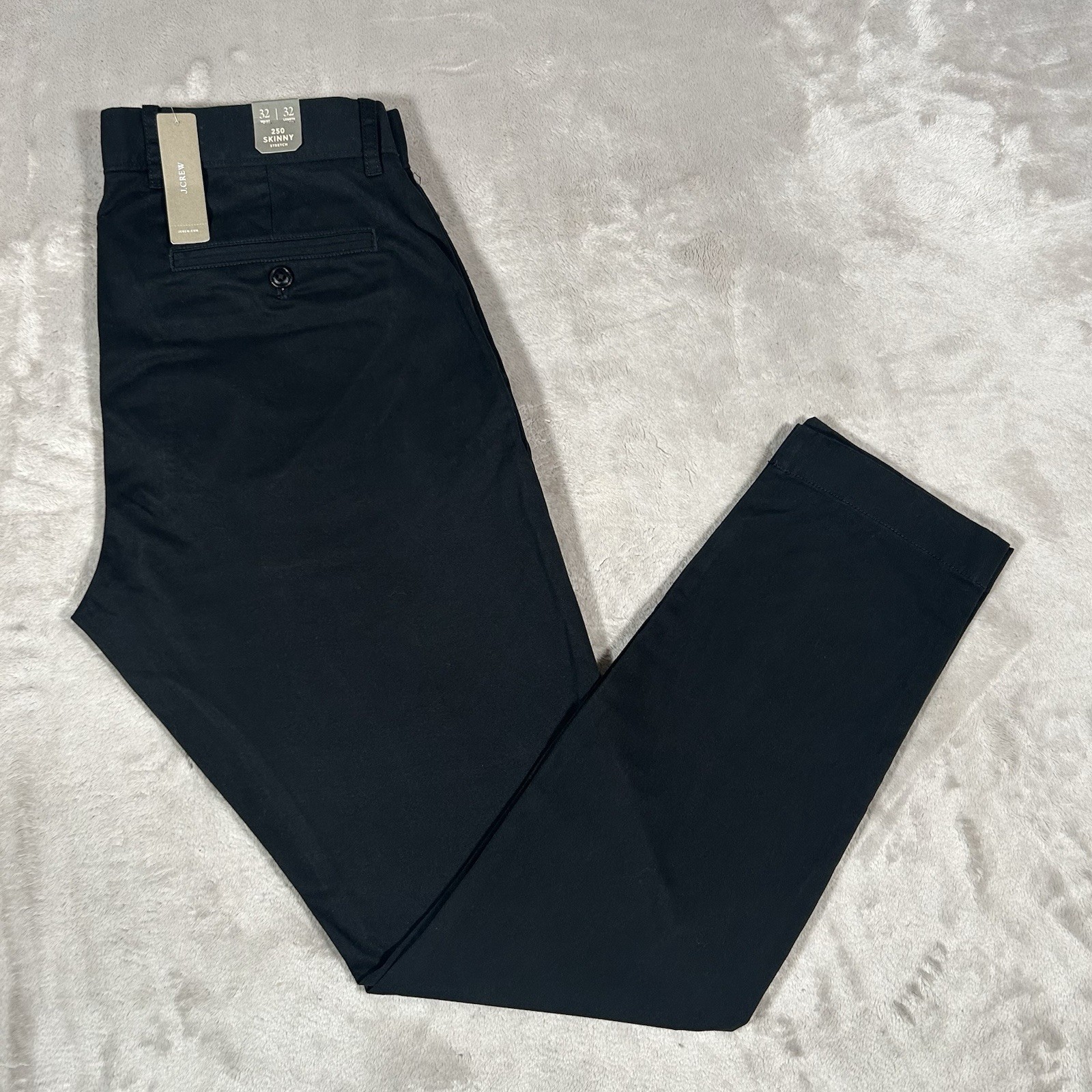 New J. Crew 250 Skinny Stretch Chino Pants Mens 32x31 Black Tapered Golf NWT