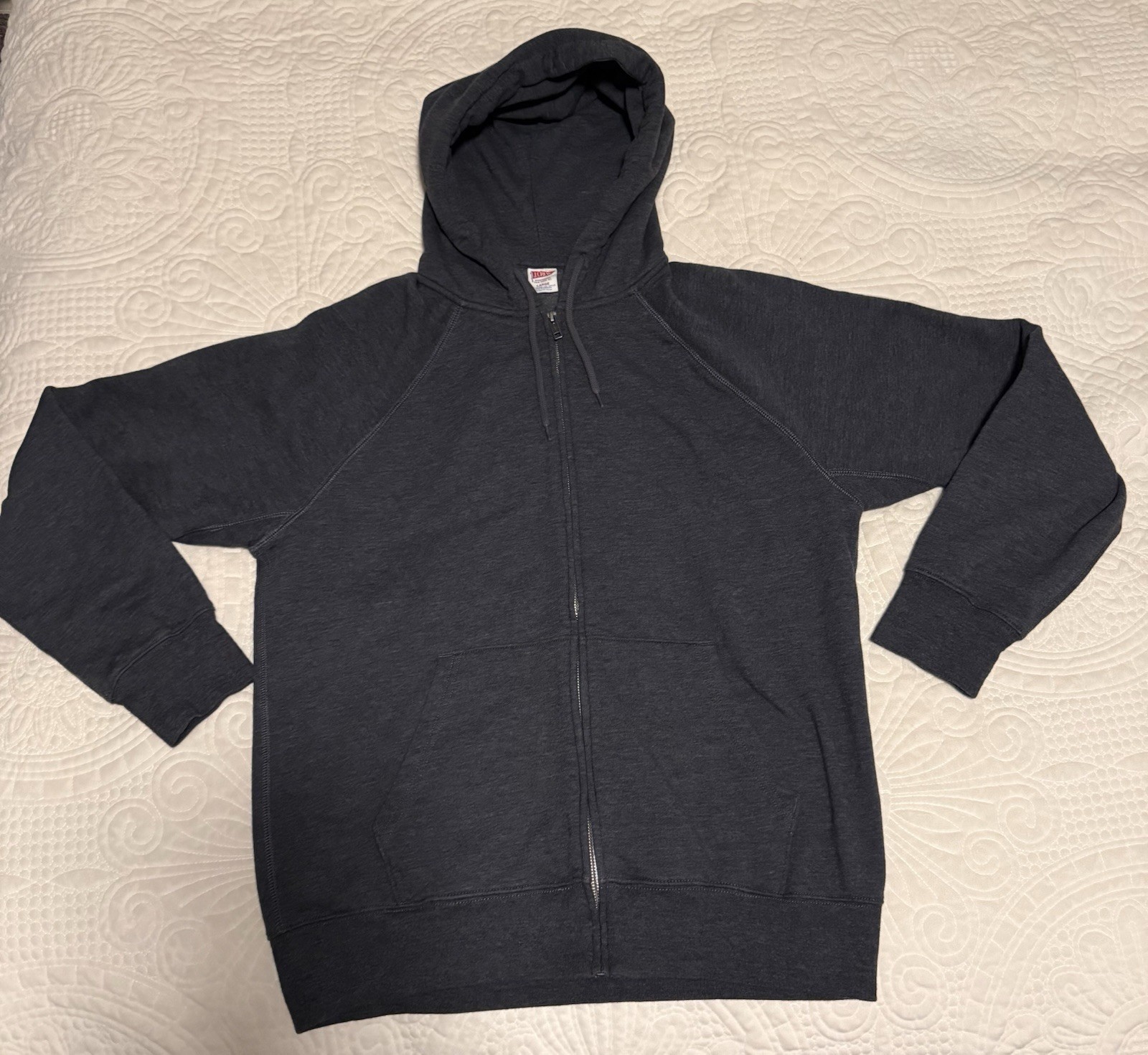Vintage Y2K J Crew Sportswear Mens Large Blank Reverse Weave Sweatshirt in Navy 