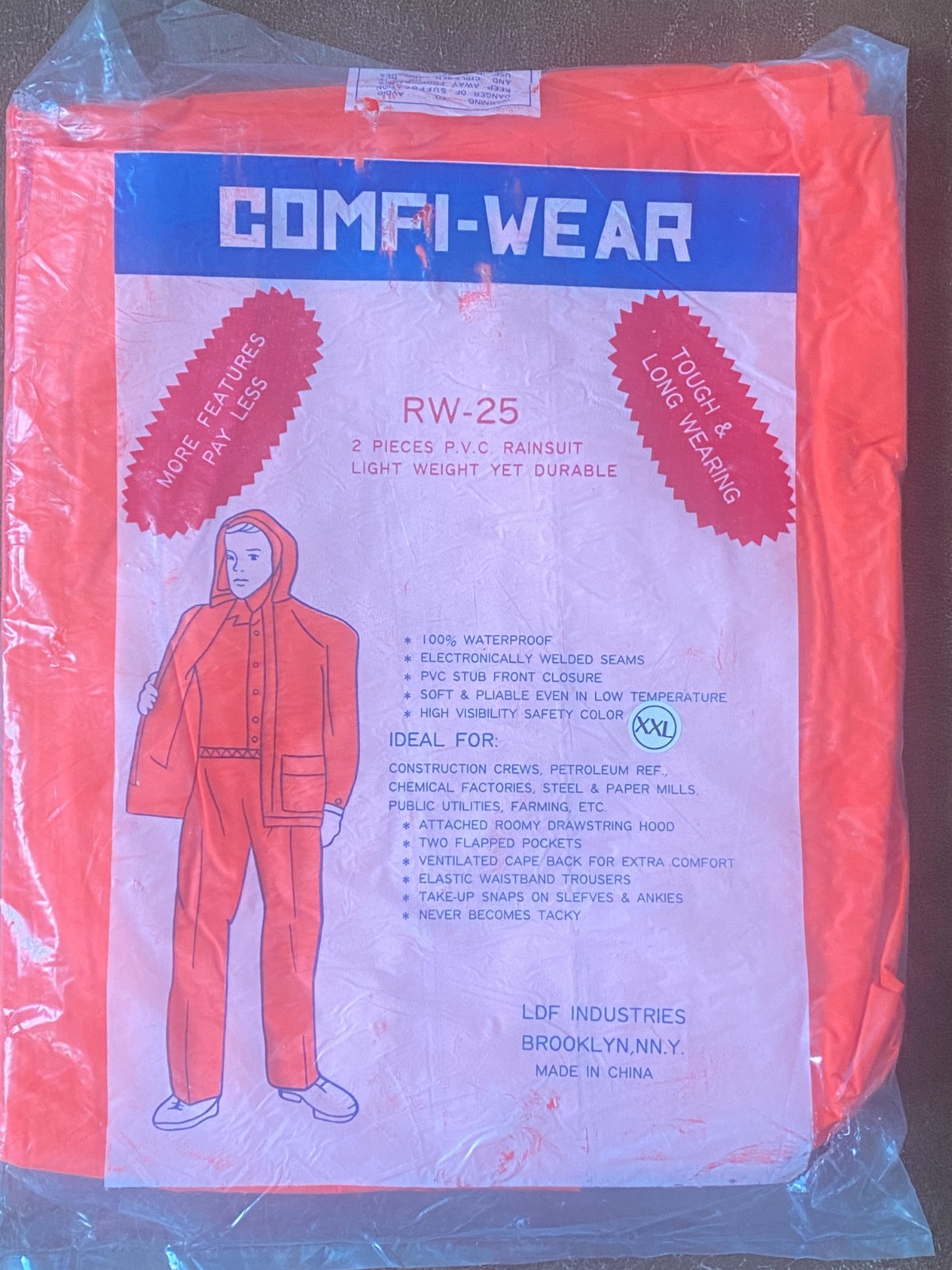 Comfi-Wear - 2 Piece Rain Suit – Waterproof Jacket & Pants  RW 25 – Orange - XXL