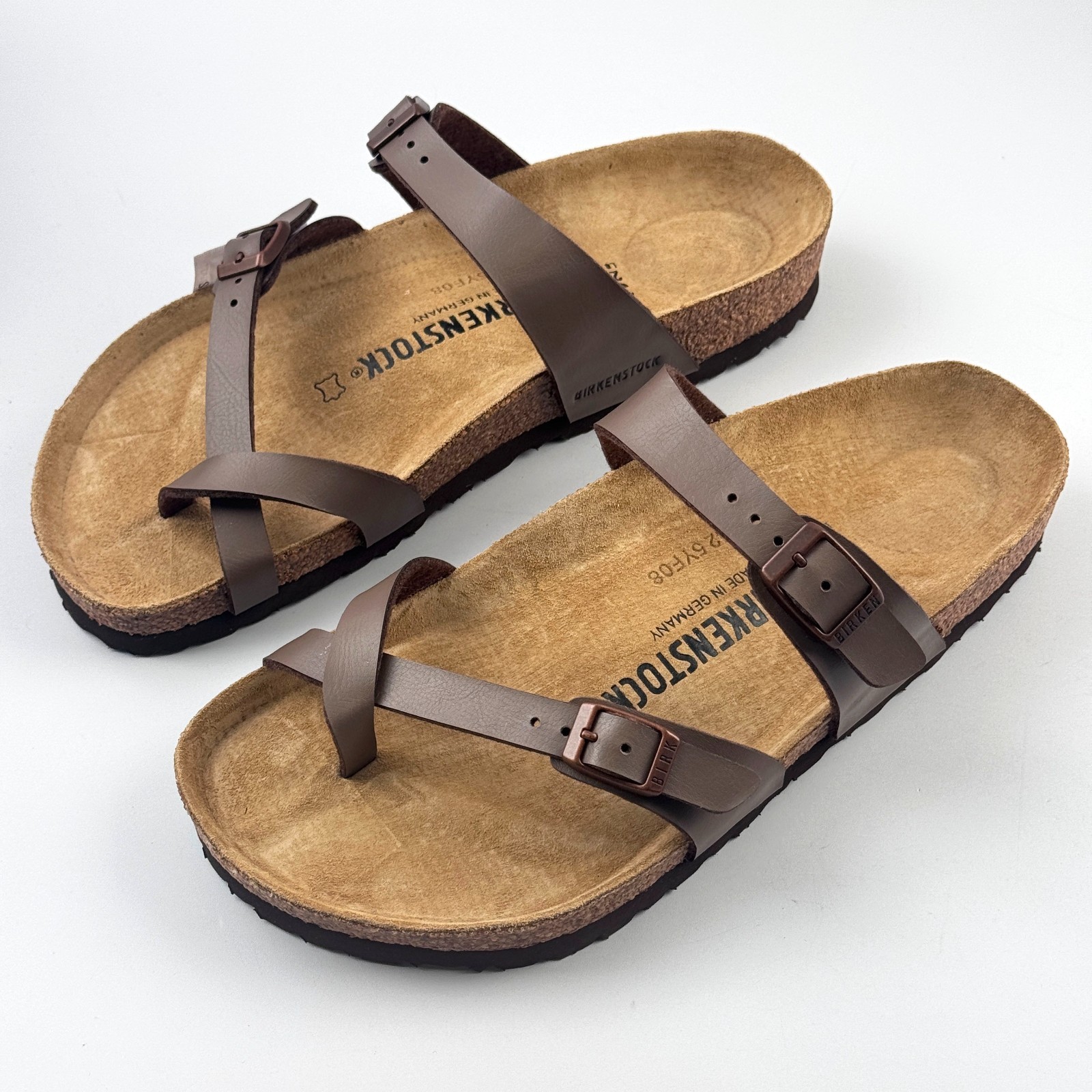 Birkenstock Mayari Birkibuc Women's Wide Sandals – Mocha / Stone / Black