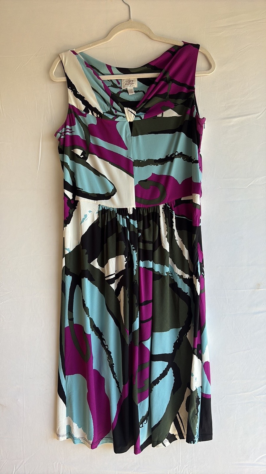 Suzi Chin for Maggy Boutique Abstract Jersey Knit Midi Dress Size 14