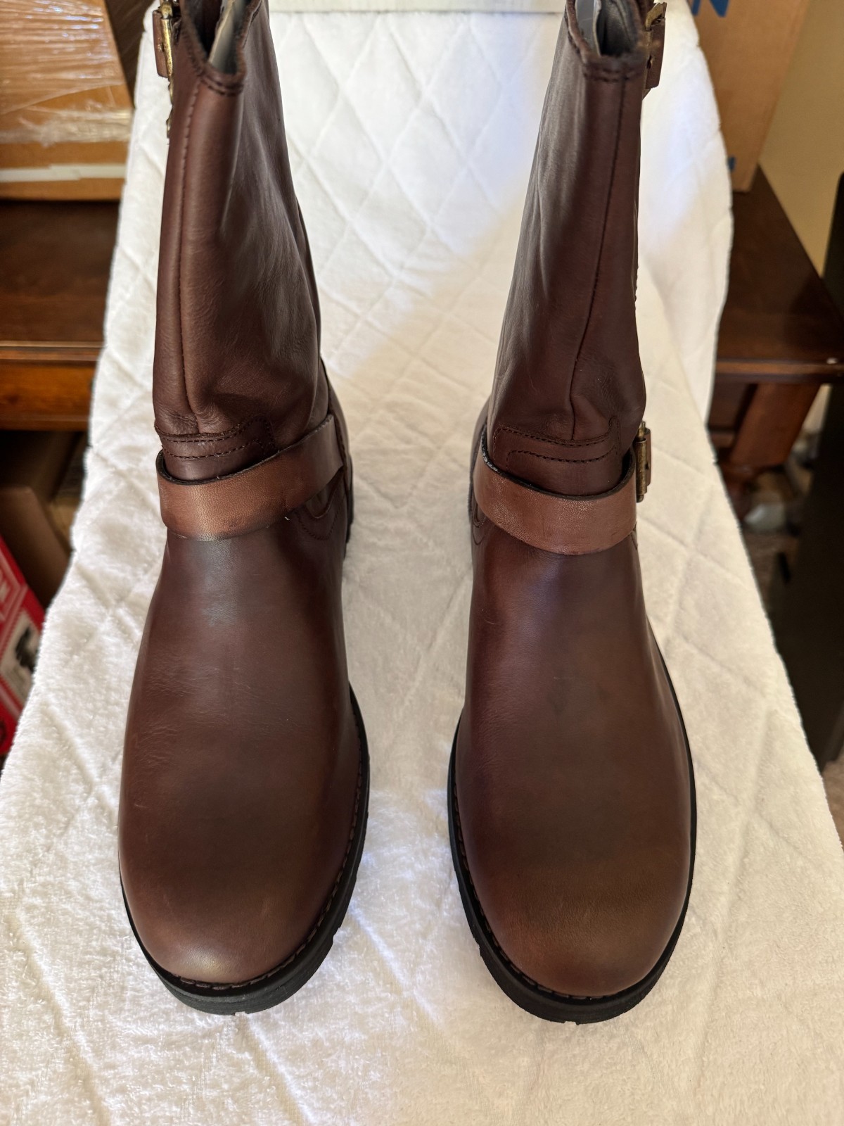 New Calvin Klein Jeans Men Theo Pull Up Leather Dark Brown Boots US 10