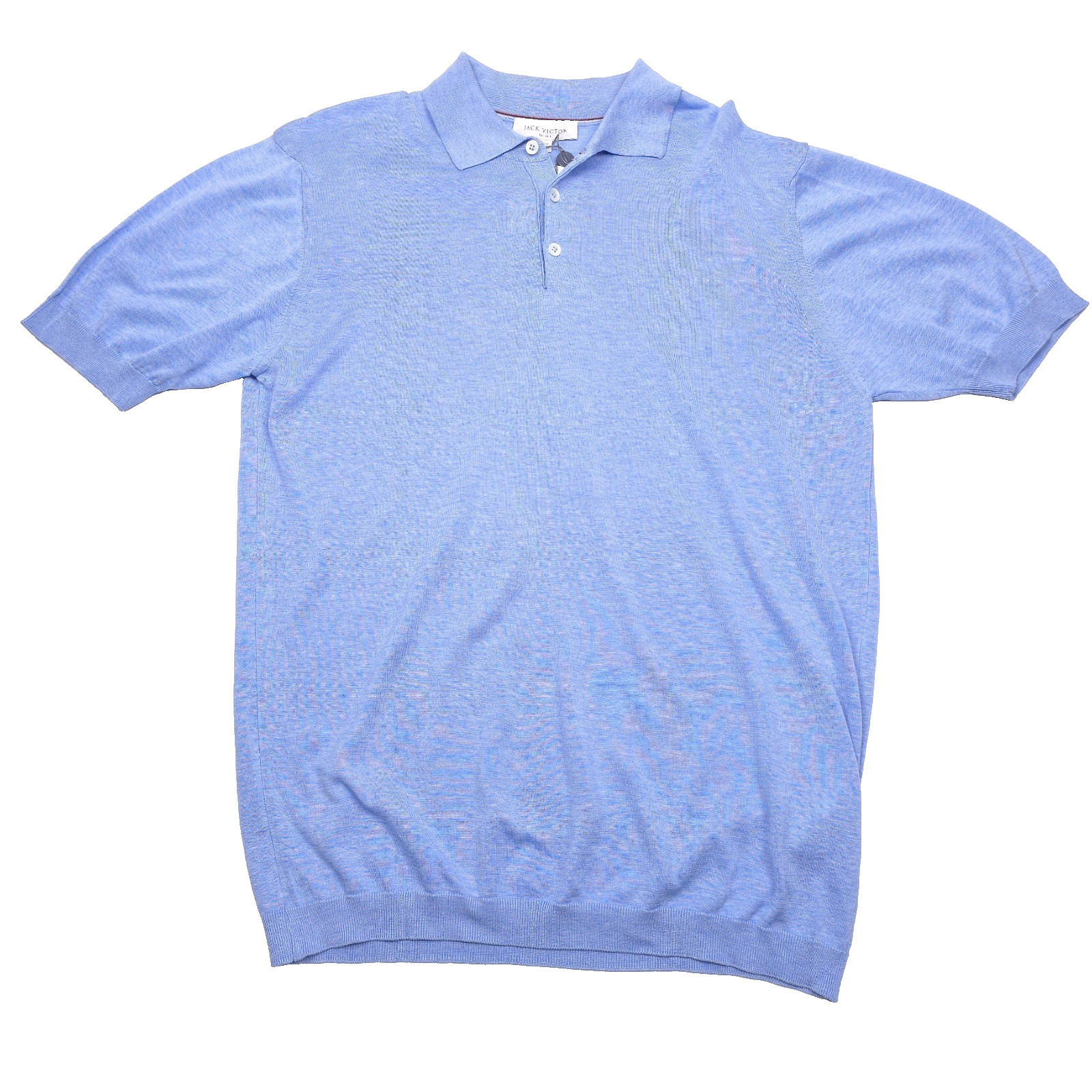 Jack Victor Light Blue Cotton & Silk Knit Tupper Polo Shirt Mens XL Made Italy