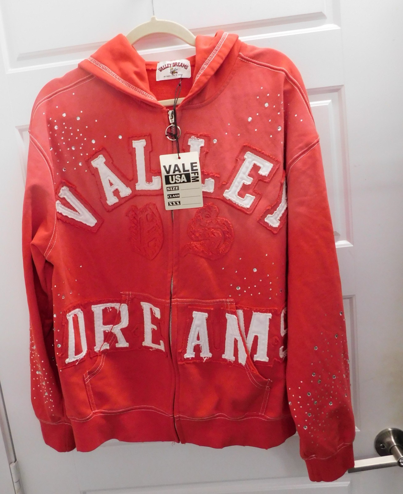 Valley Dreams Classico Ruby Red Full Zip Hoodie Graphic Rhinestone Men\'s M NWT