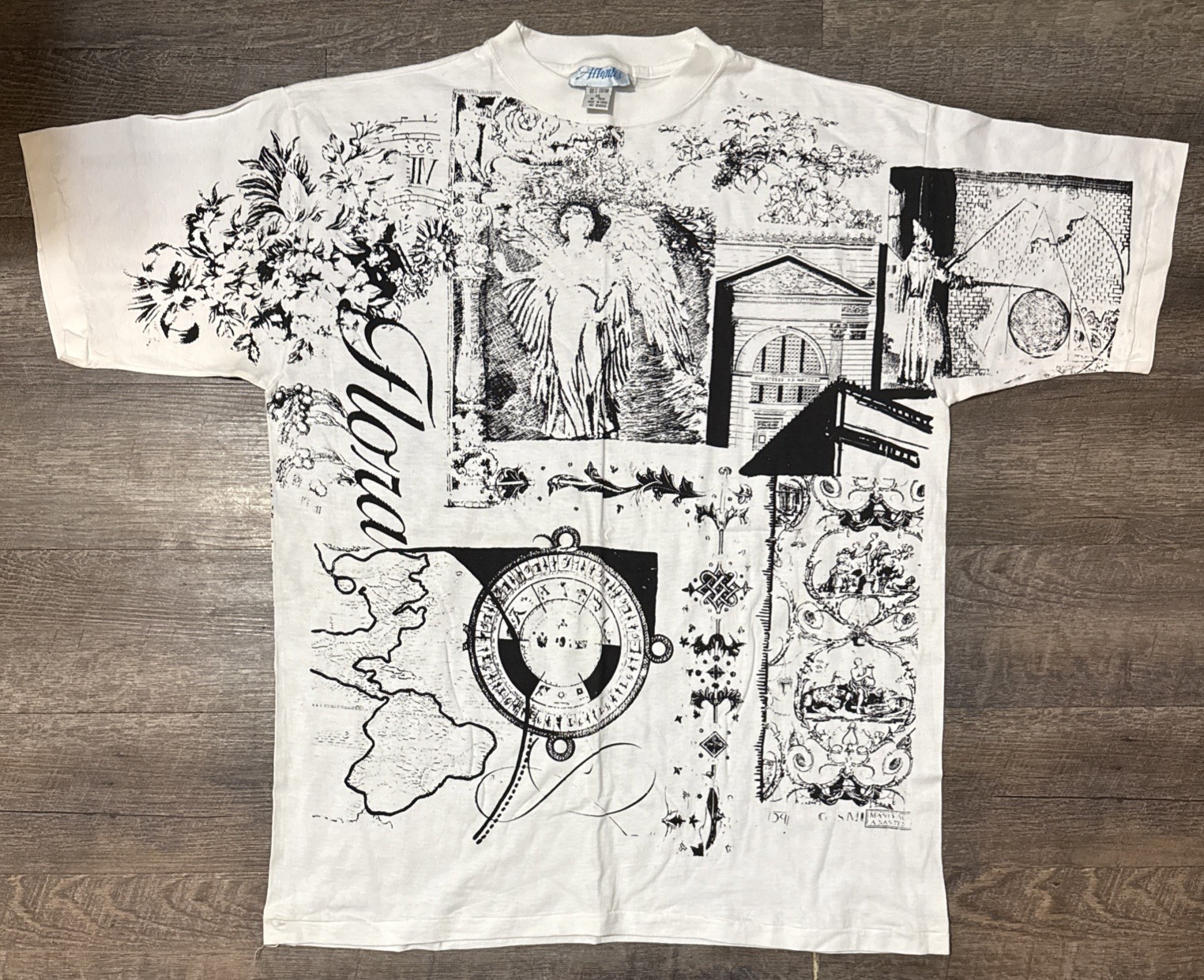 Vintage 90’s Angelic Jesus Mary Bible Scripture All Over Print T-Shirt XL New