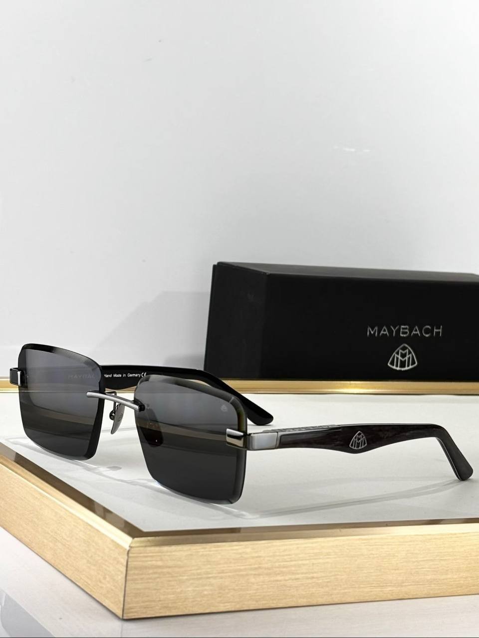Maybach The Evard Luxury Rimless Sunglasses Black Silver Gradient Lenses Designe