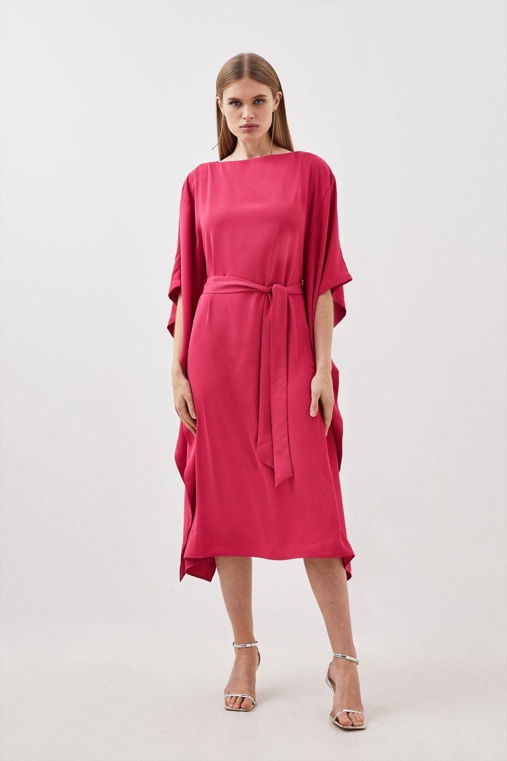 Karen Millen A-Line Midi Dress UK8 in Pink RRP £189