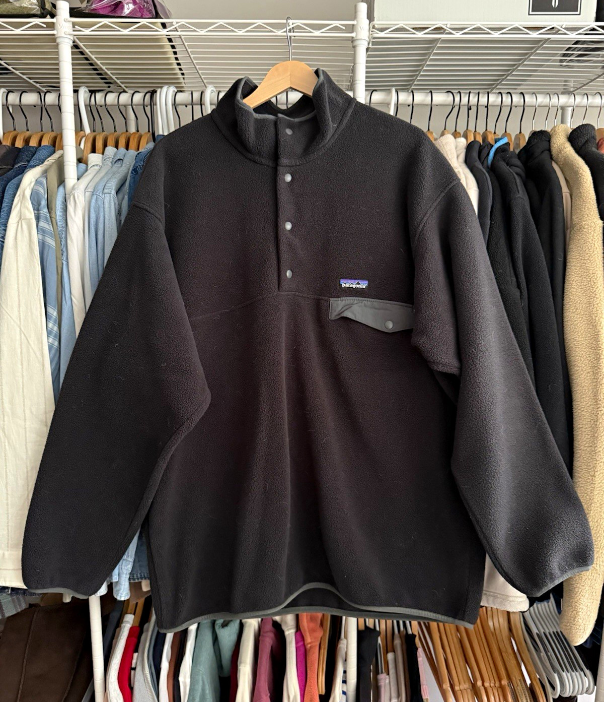 New Patagonia Men\'s Heavyweight Synchilla Snap-T Fleece Pullover Black XL 450293