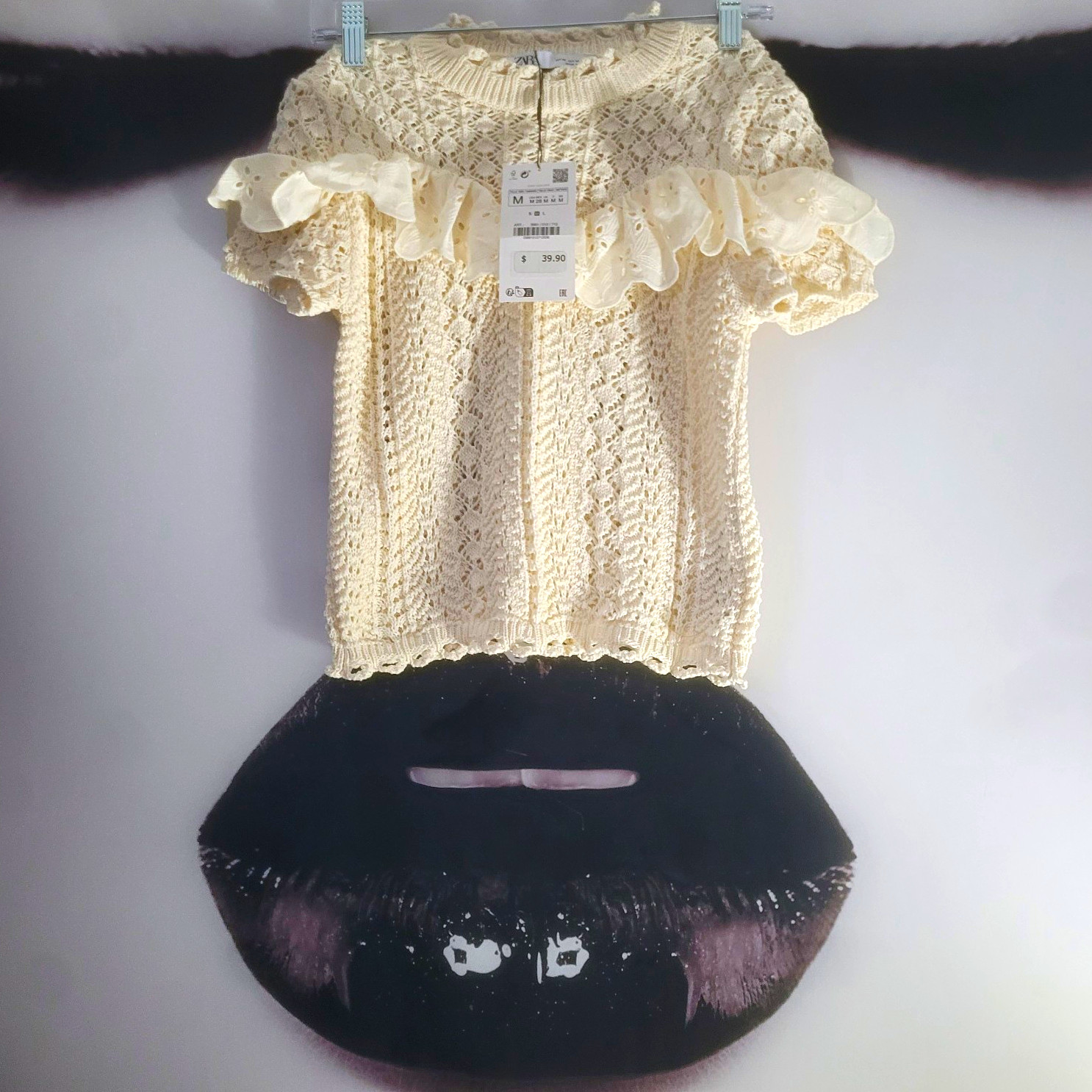 M ZARA Flutter Ruffle Blouse NWT