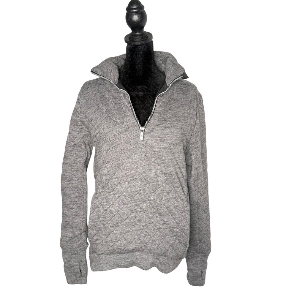Lululemon 1/4 Zip Quilted Pullover Womens Size 4 Gray Mock Neck Forever Warm