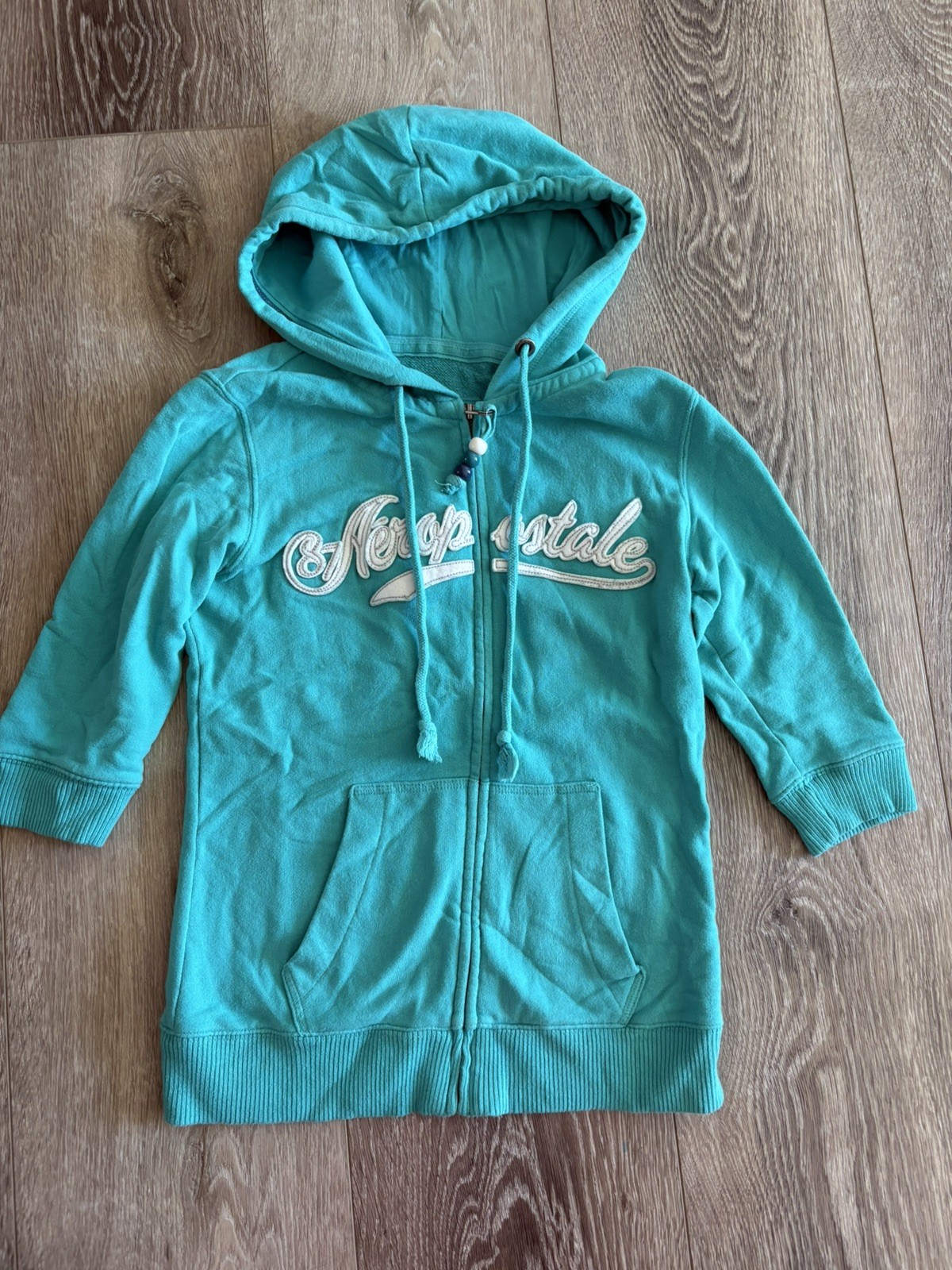 Vintage Y2K AERO Aeropostale Spell Out Womens Embroidered Zip Hoodie M Medium