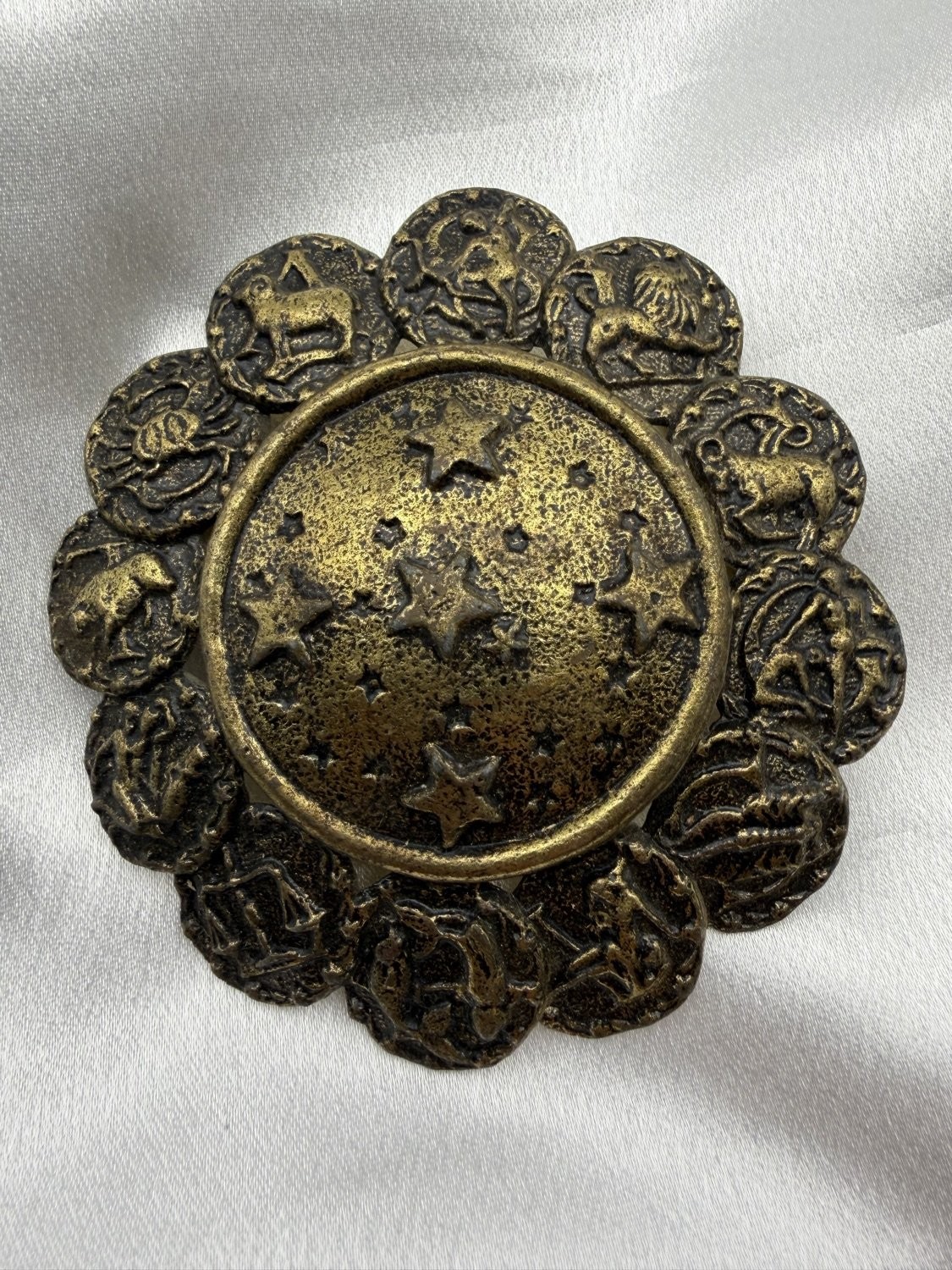 Vintage 1970s Zodiac Astrology Belt Buckle Celestial Stars Myth 4\