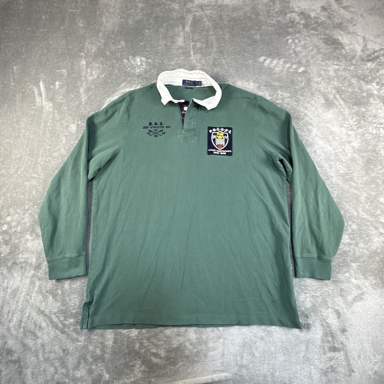 Polo Ralph Lauren Rugby Polo Shirt Mens XL PRL Crest Patch Preppy League Champs