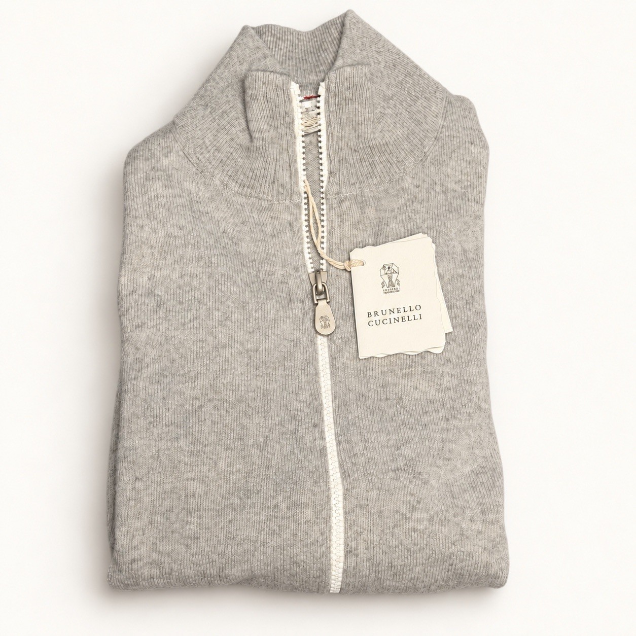 Brunello Cucinelli Zip Sweater Men 50 Cardigan Zip Up Cashmere Grey